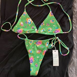 Frankie’s Bikini- green with flowers- NWT